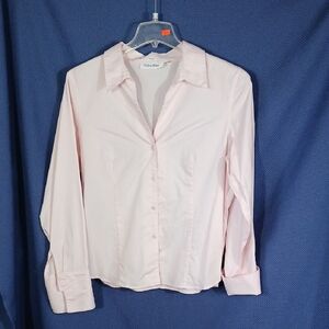 No Ìron, Pink, Calvin Klein Fitted Button-down Shirt